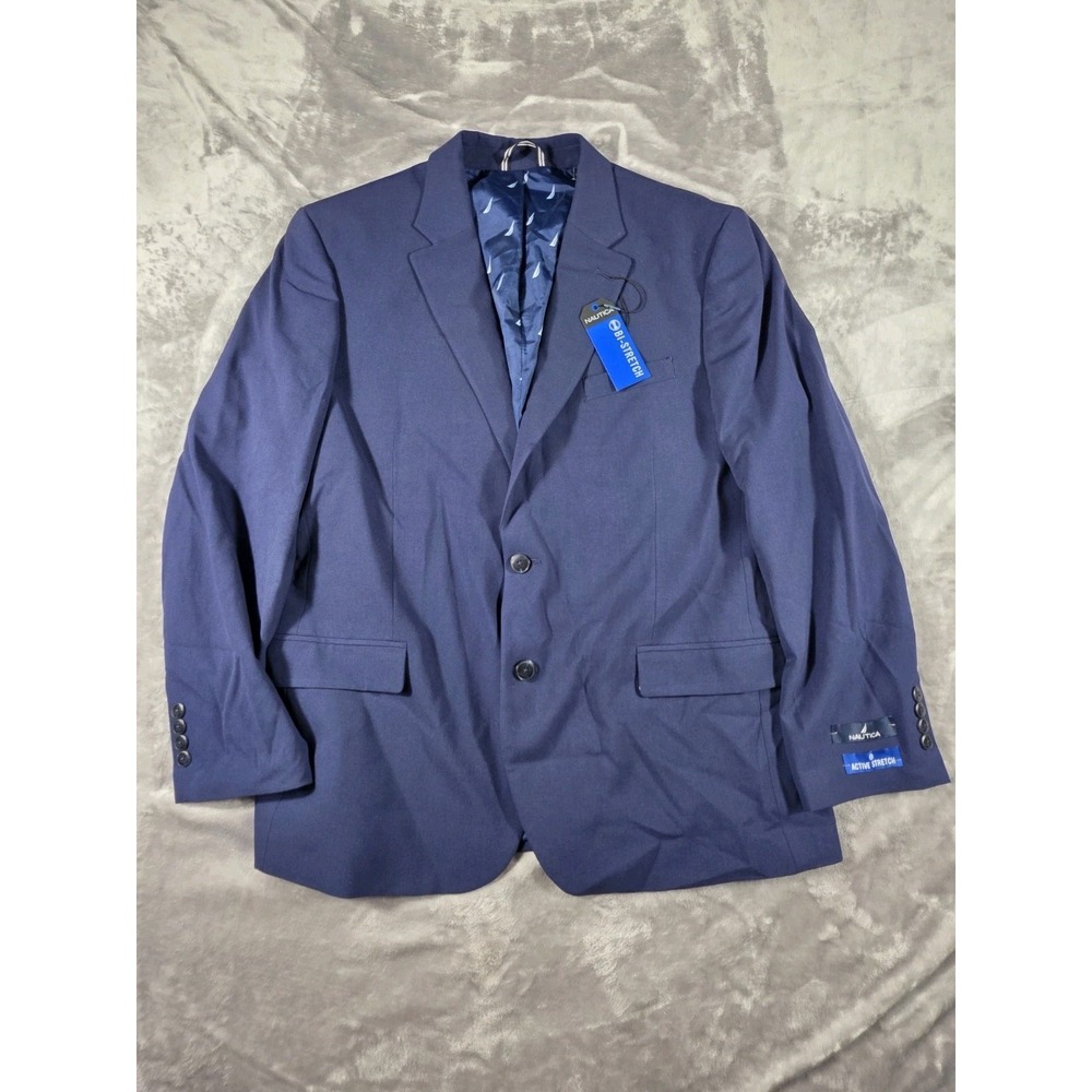 Nautica Men's Modern-Fit Active Stretch Blazer Sport Coat Navy Solid 44R NWT